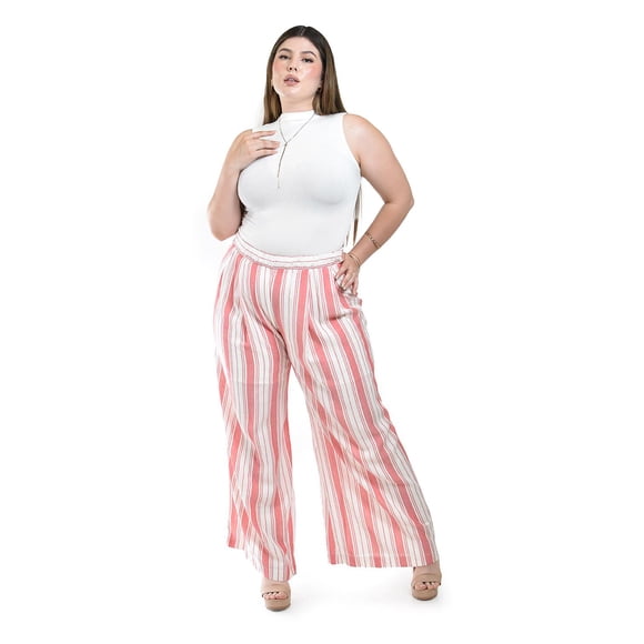 Pantalon palazzo a rayas Roman Fashion /Tallas Extras, 7164 (Rosa) rosa 40