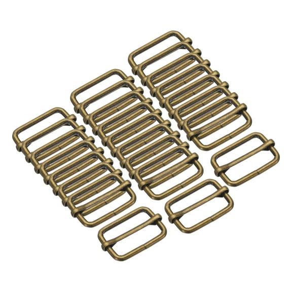 25PCS Metal Slide Adjustable Buckle 1 2/7" Adjuster Webbing Strap Slider for Belt Bags Backpack Replacement Bronze