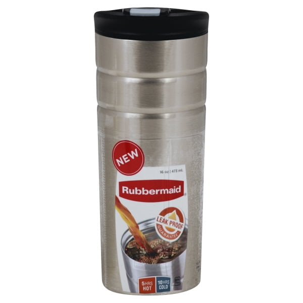 Rubbermaid Flip Lid 16oz Black Vacuum Thermal Stainless Steel Travel