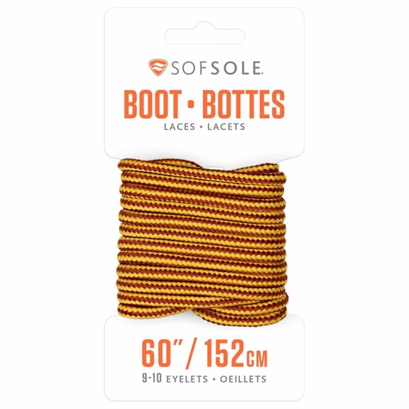 Sof Sole Waxed Boot Laces, Gold/Brown,60"