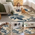 thumbnail image 6 of Vintage Palm Leaf Round Area&nbsp;Rug 8ft Blue Brown Tropical Plant Non-Slip&nbsp;Washable Circle Rugs Soft Felt Indoor Floor Mat for Bedroom Kitchen Living Room Bathroom, 6 of 9