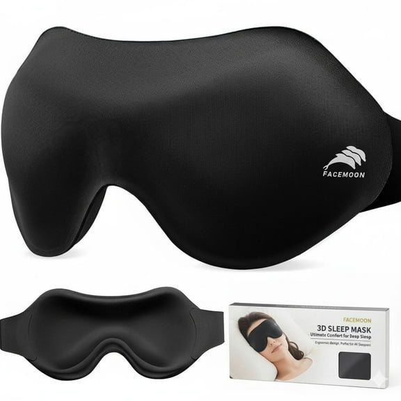 FACEMOON Side-Sleeper Sleep Mask – 3D Contoured for Zero Eye Pressure | Blocks All Light with Soft Adjustable Strap | 1 Pack