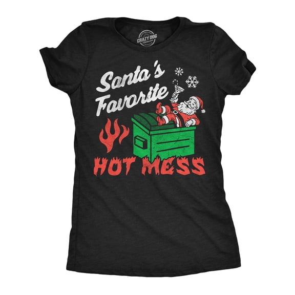 Womens Funny T Shirts Santas Favorite Hot Mess Sarcastic Christmas Graphic Novelty Tee For Ladies Womens Graphic Tees