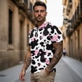 thumbnail image 3 of Binienty Pink Cow Print Matching Golf Shirts for Couples Classic Fit Zipper Neck Shirts Couples Matching Outfits Casual Short Sleeve Athletic Tops for Golf Running Sports, 3 of 7