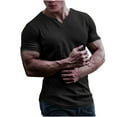 thumbnail image 4 of Mens Shirts Summer Men Casual Solid Round V-neck Slim Short-sleeved T-shirt Bottoming Shirt Tops, 4 of 7