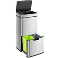 thumbnail image 1 of Costway 19 Gal Kitchen Trash Can with Soft Closing Lid & Stay-open Design Inner Buckets Silver, 1 of 9