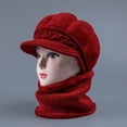 thumbnail image 3 of JJHGVB Warm Winter Beanie Hat & Scarf Set Slouchy Winter Ski Hat Thickened Warm Bonnet Thick Warm Hat For Men Women Womens Knitted Hat Winter Hat Scarf Women Hat And Scarf Set A8-Red One Size, 3 of 3