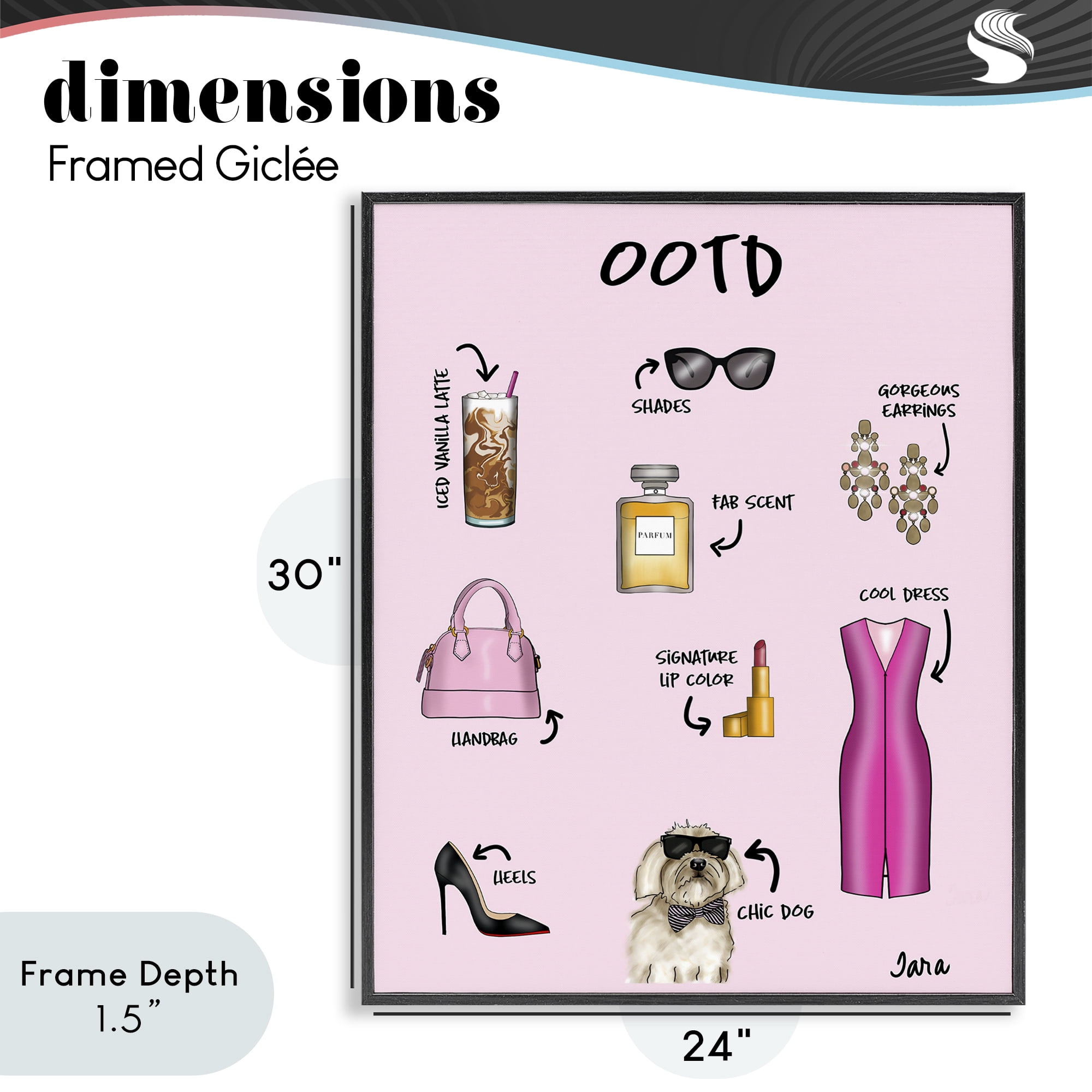 Stupell Industries Feminine Glam Outfit of the Day Black Framed Giclee Art, design by Tara Boone