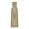thumbnail image 4 of CheerKidz Womens Figure Hugging Long Jumpsuit Summer Strapless Solid Color Pocket Night Out Dress(Khaki,XL), 4 of 5