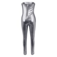 thumbnail image 6 of Riforla Women's Solid Color Metallic Shiny Halter Neck Jumpsuit Sexy Clubwear Romper Jumpsuits for Women Silver M, 6 of 7