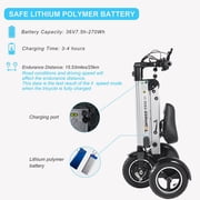 TopMate ES32 Electric Tricycle Foldable E-Scooter with Seat for Adults 15 mph, Lightweight 3 Wheel Mobility Scooter with Reverse Function and 10 Tires, Electric Trike for Commuting