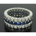 thumbnail image 2 of HeartsAndYou 4ct Natural Sapphire Diamond Wed Band 3 Row Eternity Style 14k SOLID White Gold, 2 of 9