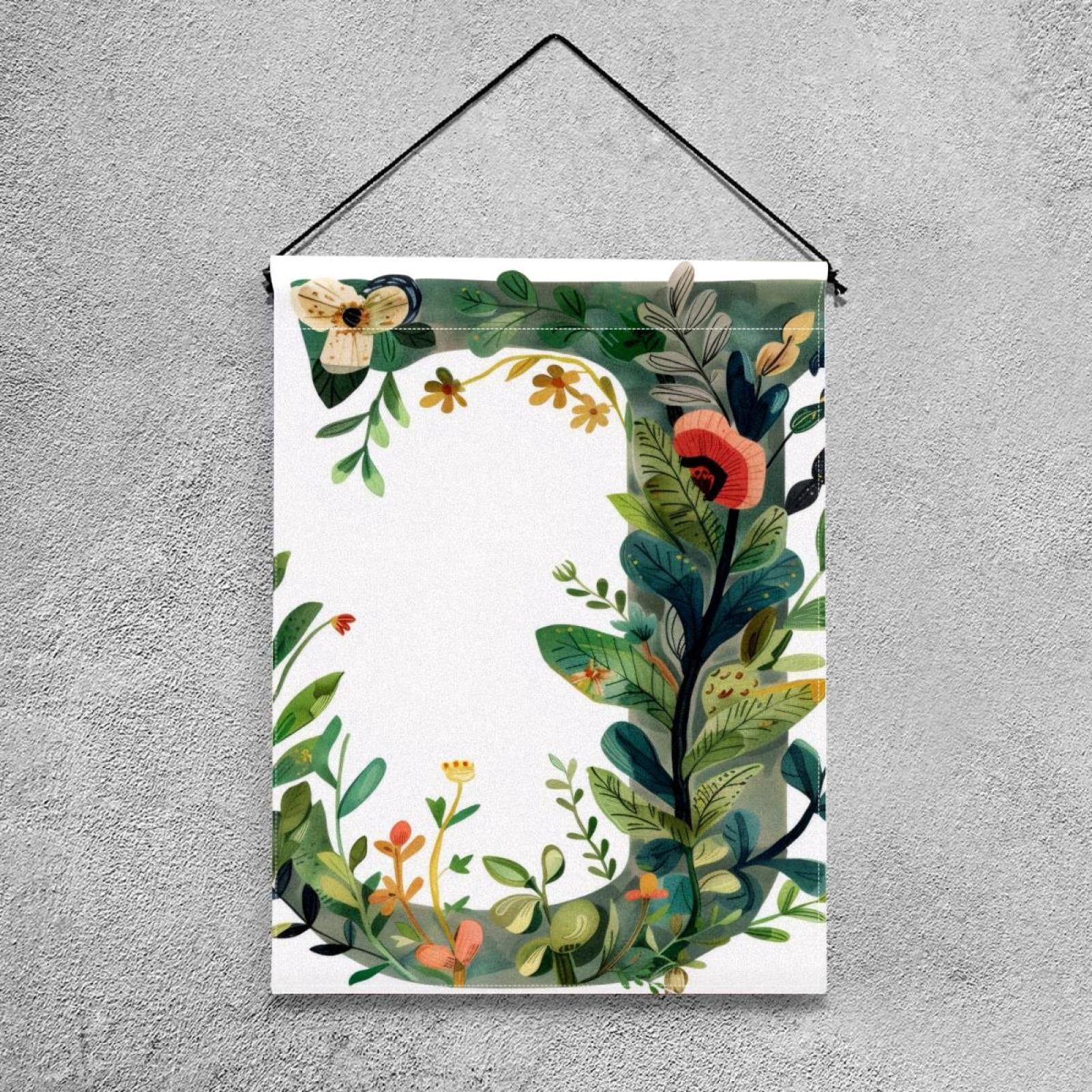Letter J with Leaves Flowers Floral Pattern Double Sided Garden Flag Decorative Weather Resistant Yard Flag, Large DIY Vertical Flag for Farmhouse Patio Lawn, 28x40 Inch