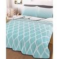 thumbnail image 3 of Quilts Twin Size, Aqua Ombre Stripe Soft Comforter Bedding Set for Bed, Modern Abstract Art Gradient Striped Lightweight Quilted Bedspread with Pillow Cover(2 Pieces) for All Season, 68x86 Inch, 3 of 6