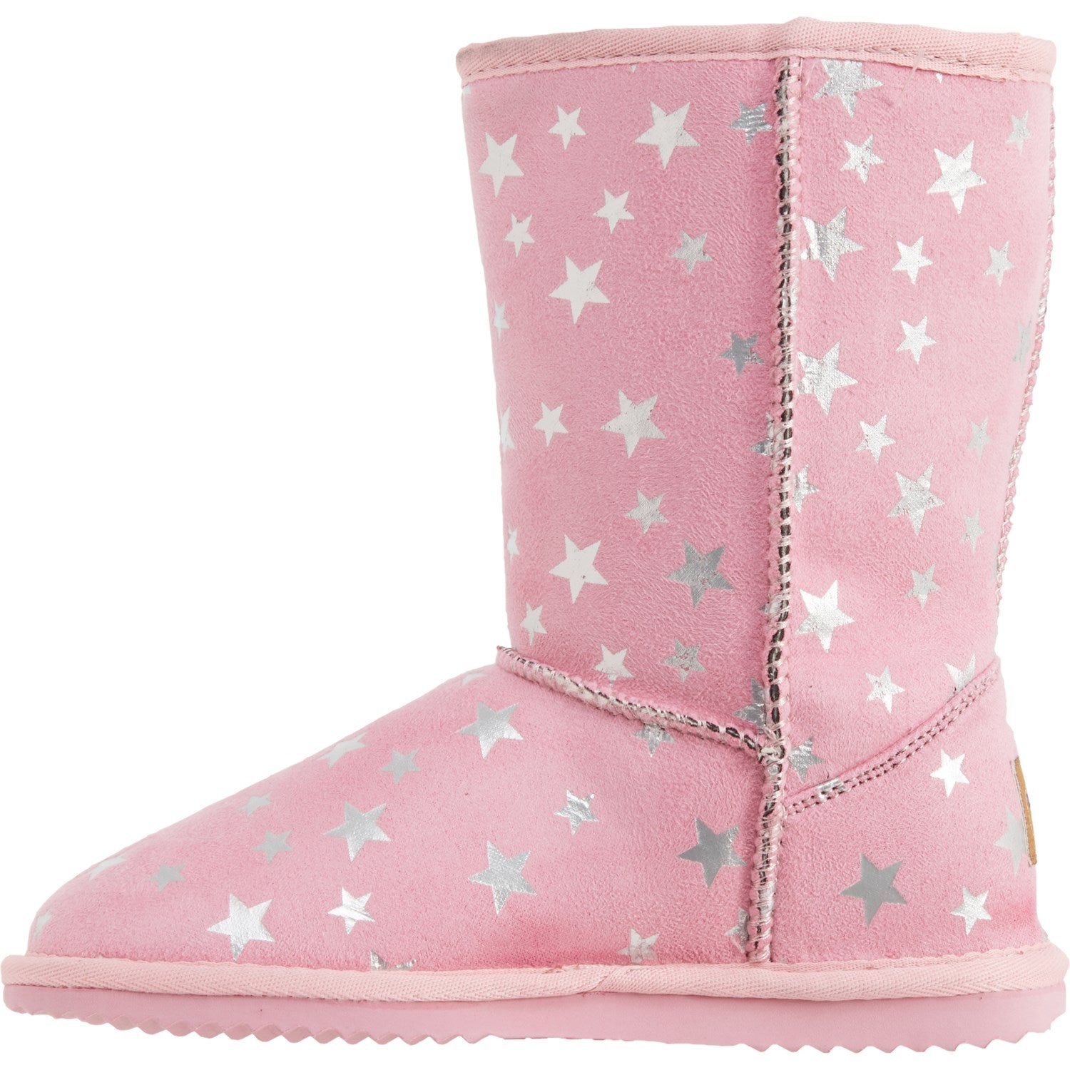 Girls Stars Faux Suede with Plush Faux Fur Lining Metallic Stars Kirby Lo Winter Boots-Pink / 13