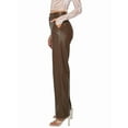 thumbnail image 3 of Female Leather Pants - High Waist Faux Leather Straight Leg Bell Bottom Flare Pants Brown L, 3 of 8