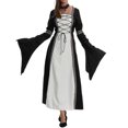 thumbnail image 5 of WILLBEST Pantalon de Robe pour Femmes avec Poches Robe Rétro Couleur Unie Manches Trompette Longue Robe Vintage Robe Gothique pour Femmes, 5 of 5