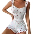 thumbnail image 3 of Stamzod Women's Pajama Sets Ruffle Short Lounge Set Sleeveless Sleepwear Soft Nightwear White C M, 3 of 4