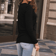 thumbnail image 4 of SOMER Womens Long Sleeve Crew Neck Top, Casual Solid Color Shirt with Stylish Diagonal Detail, 4 of 6