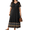 Black, variant on Women's Dresses Summer Short Sleeve V-Neck Loose Fit Ethnic Colorful Striped Hem Bohemian Skirt 1X-4X