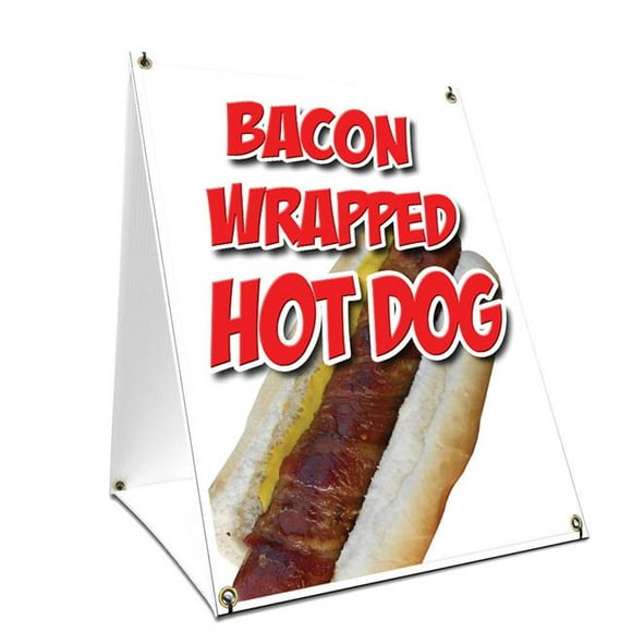 SignMission SBC-1824-Bacon Wrapped Hot Dog 18 x 24 in. A-Frame Sidewalk Bacon Wrapped Hot Dog Sign with Graphics On Each Side