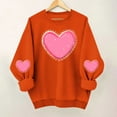 thumbnail image 2 of Amidoa Oversized Womans Tops Orange Pullover Valentines Sweatshirts Going out Heart Crew Neck Tees Ladies Blouses M, 2 of 6