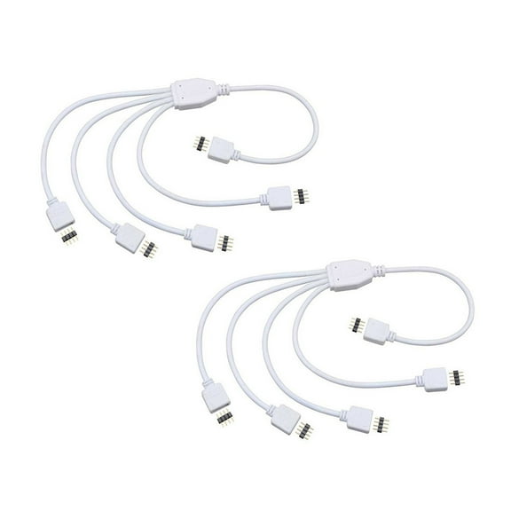 Gymnture 2PCS/Set 4 Pin LED Strip Splitter Connectors 2 Way Splitter Cables with 10 Pack Male 4 Pin Plugs for One to Four RGB LED Light Strip