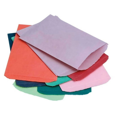 School Smart Pinched Bottom Paper Bags, 12 x 15 Inches, Assorted Colors, Pack of 14