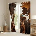 thumbnail image 3 of Homewish Rustic Highland Cattle Black Out Curtains,Retro Farmhouse Cowhide Curtains Pack of 2 (42x63 Each),Country Sunflower Bedroom Curtains For Kids,Super Cozy Room Decor, 3 of 6