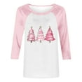 thumbnail image 4 of LckLvx T-Shirts de Noël pour Femmes Col Rond Manches 3/4 Raglan Chandail Tops Mignons Graphiques Décontractés, 4 of 4