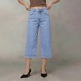 thumbnail image 6 of ZGRBOU Women's Wide Leg Capri Jeans High Waist Straight Stretchy Jeans Summer Casual Denim Capris Pants with Pockets, 6 of 7
