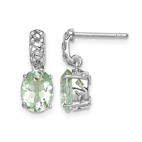 2.18 Carat (ctw) Green Quartz Dangle Earrings in Sterling Silver