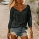 thumbnail image 1 of MHFRRA Blusa de Lino con Hombros descubiertos y Ribete de Encaje para Mujer, Elegante y Cómoda. Negro, 1 of 3