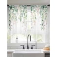 thumbnail image 2 of Green Botanical Sheer Curtains 54 Inch Length 2 Panels Set for Living Room/Bedroom, Pink Spring Floral Eucalyptus Leaves Curtain Sheers Drapes Rod Pocket Curtains Window Treatment Set 52''x54''x2, 2 of 7
