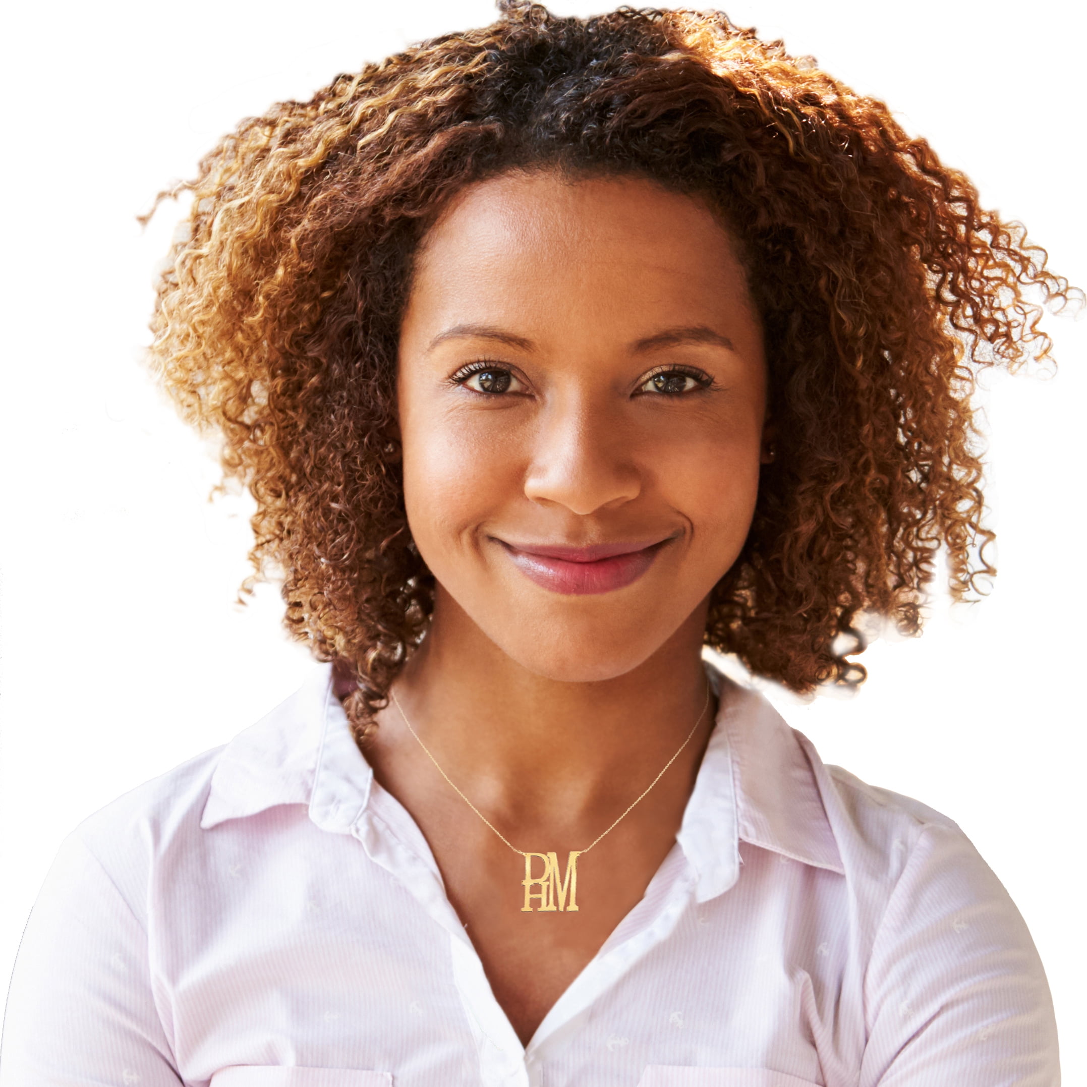 Personalized Stacked Letter Monogram Necklace in Sterling Silver or 14K Gold Plated Sterling Silver