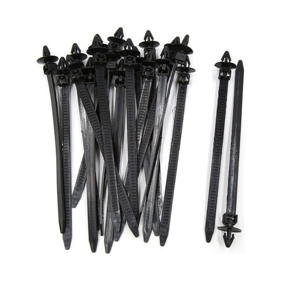 20Pcs 8mm x 175mm Plastic Push Mount Loop Cable Ties Zip Wire Fastener Black
