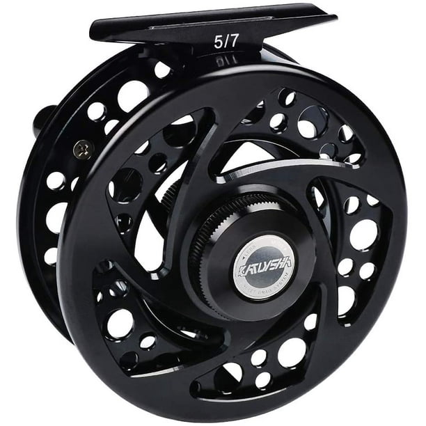 AIMTYD Fly Reels Fly Fishing Reel - Large Arbor Aluminum Alloy Body 5/7/9/10  Weight (Black, Green, Silver/Blue, Space Gray) Fly Reel Black 7/9 wt 