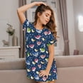 thumbnail image 3 of Balery Colorful Cartoon Shark Camisón de manga corta con cuello redondo para mujer, cómodo y elegante., 3 of 6