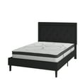 thumbnail image 2 of Flash Furniture Roxbury Full Size Tufted Upholstered Platform Bed in Black Fabric with 10 Inch CertiPUR-US Certified Pocket Spring Mattress, 2 of 11