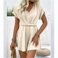 thumbnail image 6 of Prettady Solid Color Women'S Belted Batwing Sleeves Twist Button V-Neck Jumpsuit  S, 6 of 9