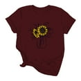 thumbnail image 2 of Bovemsi Women's Spring Round Neck Sunflower Printed Loose Casual Short Sleeved T Shirt, Red Women's Summer Short Sleeve T-Shirts, 3XL, 2 of 4