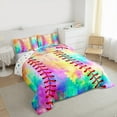thumbnail image 3 of jejeloiu Colorful Tie Dye Full Size Comforter Sets,Girls Baseball Bedding Comforter Set,Sports Game Bedding Sets For Teens,Luxury Bedroom Decor Reversible,3 Pieces, 3 of 8