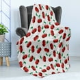 thumbnail image 4 of Fruits Soft Flannel Fleece Throw Blanket, Vibrant Cherries Vitamin Agriculture Exotic Summer Garden Pattern, Cozy Plush for Indoor and Outdoor Use, 50" x 60", Hunter Green Coconut, by Ambesonne, 4 of 5