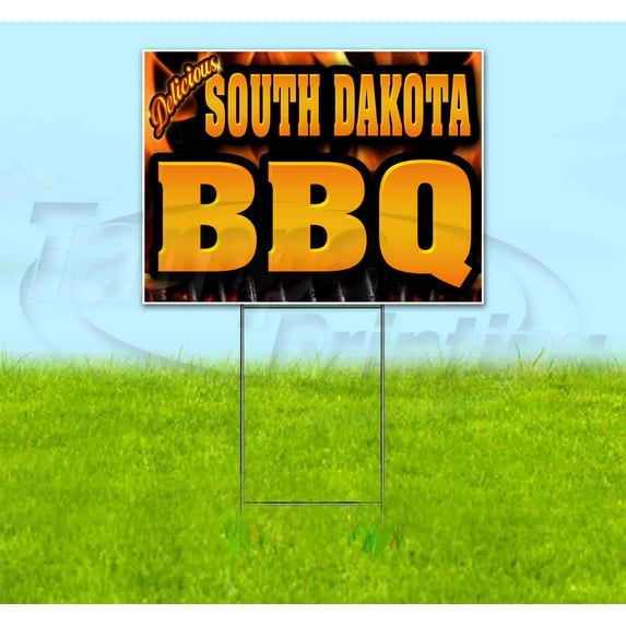 South Dakota BBQ (18" x 24") Yard Sign, Includes Metal Step Stake
