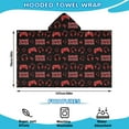 thumbnail image 2 of Red Controllers Games Icons Black Pattern Hooded Bath Towel，50"x30" for Ages 3 To 12 Kids, Quick Dry Lightweight Soft Microfiber Hood Beach Towel Cover Up for Kids, 2 of 7