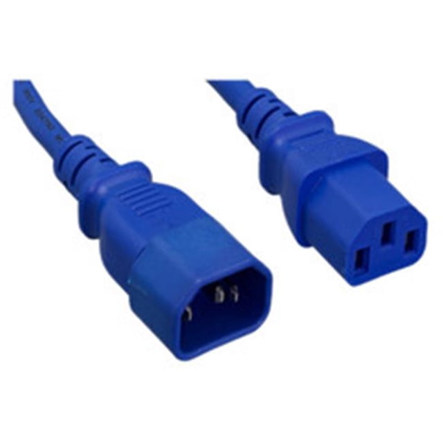 2 ft. C13 To C14, 14 Awg 15 Amp Computer & Monitor Power Extension Cord, Blue