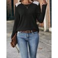 thumbnail image 2 of Womens Tunic Tops Ribbed Knit Long Sleeve Shirts Crewneck Lace Shoulder Elegant Blouses Tee Shermie, 2 of 6