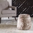 thumbnail image 3 of Uttermost Gumdrop Farmhouse Wood and Fabric Ottoman in Chestnut and White, 3 of 7