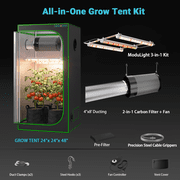 ALPHAGROW Grow Tent Kit, 24 x 24 x 48 in, with 33 W LED Light and 4 in Integrated Inline Fan