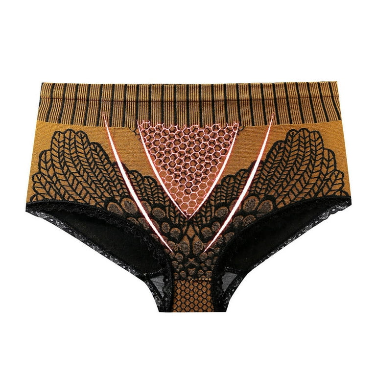 HUPOM Cotton Underwear For Women Womens Underwear High Waist Casual Tie  Comfort Waist Yellow L 